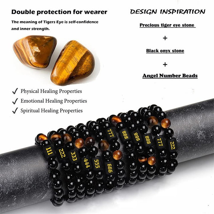 Bracelet Olivenorma en perles d'obsidienne de 10 mm avec numéro de mode 000-999 
