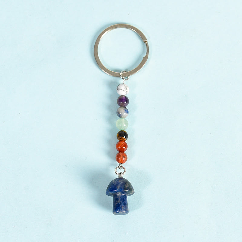 Porte-clés en perles de cristal de chakra en forme de champignon Olivenorma