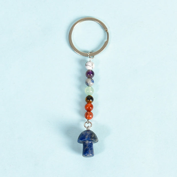Porte-clés en perles de cristal de chakra en forme de champignon Olivenorma