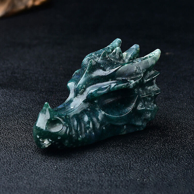 Décoration en pierre précieuse de crâne de dragon de 3,2 pouces Olivenorma