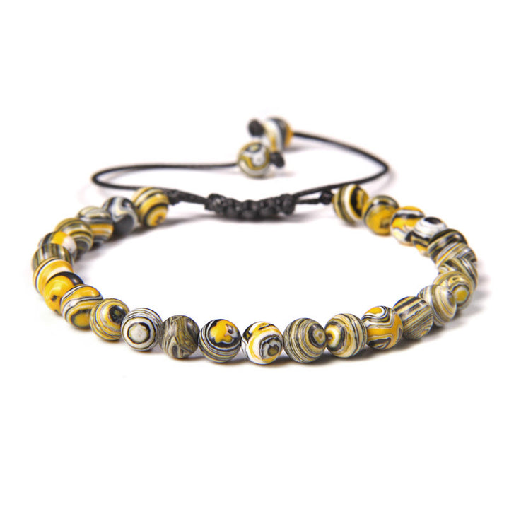 Bracelet tressé en perles de pierre naturelle de 6 mm Olivenorma