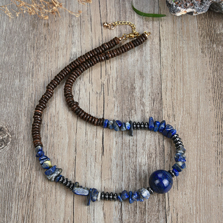Collier avec pendentif en boule de perles en pierre naturelle Olivenorma