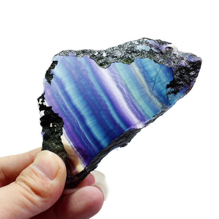 Décoration en pierres précieuses naturelles de fluorite arc-en-ciel brute Olivenorma