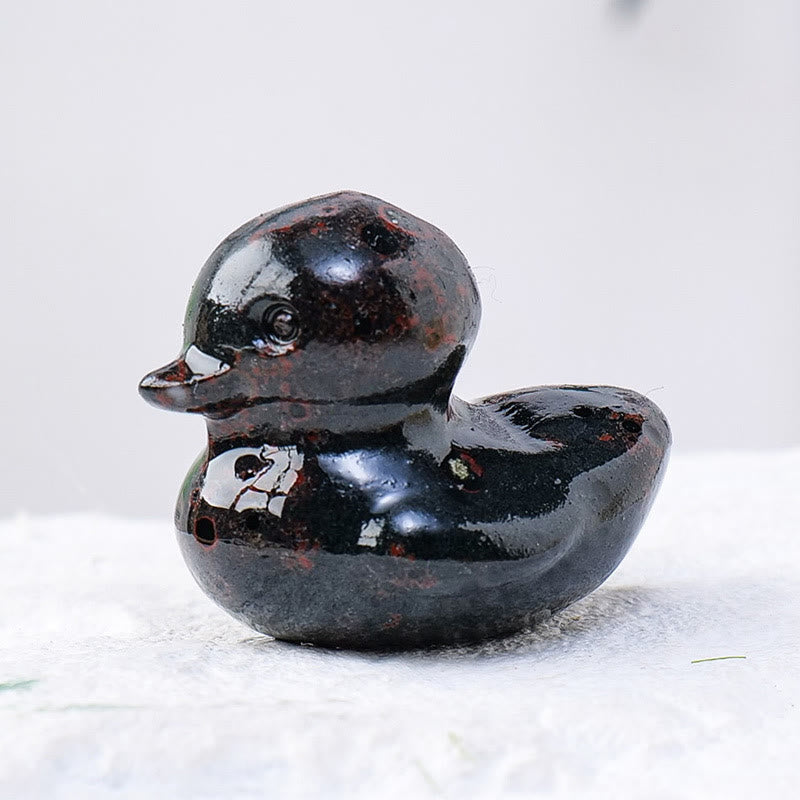 Décoration en pierre précieuse sculptée en forme de canard en cristal de quartz Olivenorma de 1,2 pouce
