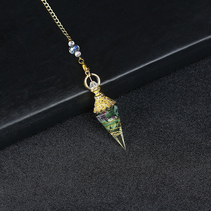 Pendule pyramidale hexagonale en cristal résineline naturelle Olivenorma
