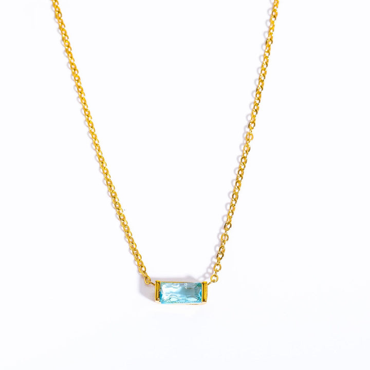 Collier pendentif rectangulaire simple en acier inoxydable avec pierre de naissance Olivenorma 