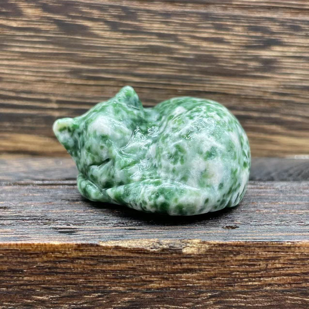 Décoration en pierre précieuse pour chat en cristal naturel Olivenorma de 4 cm - Jade vert - image 17