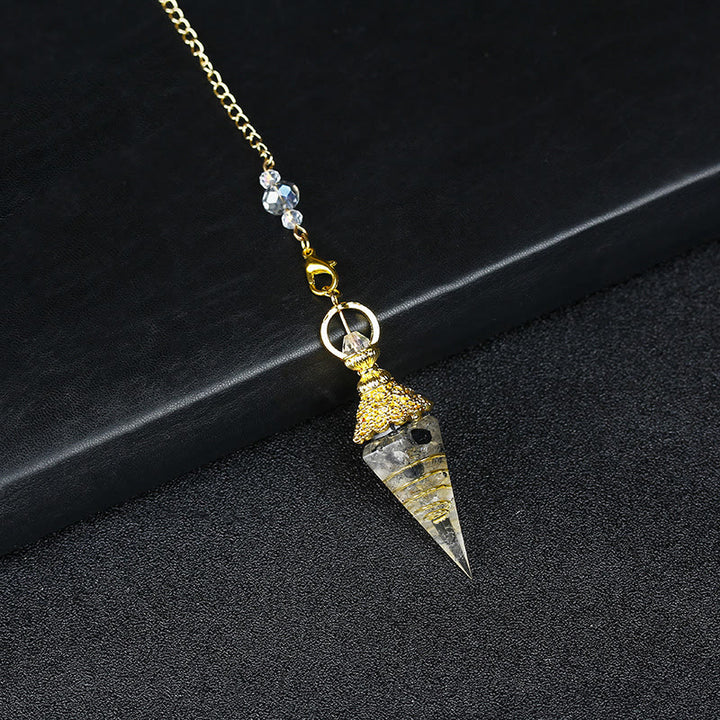 Pendule pyramidale hexagonale en cristal résineline naturelle Olivenorma