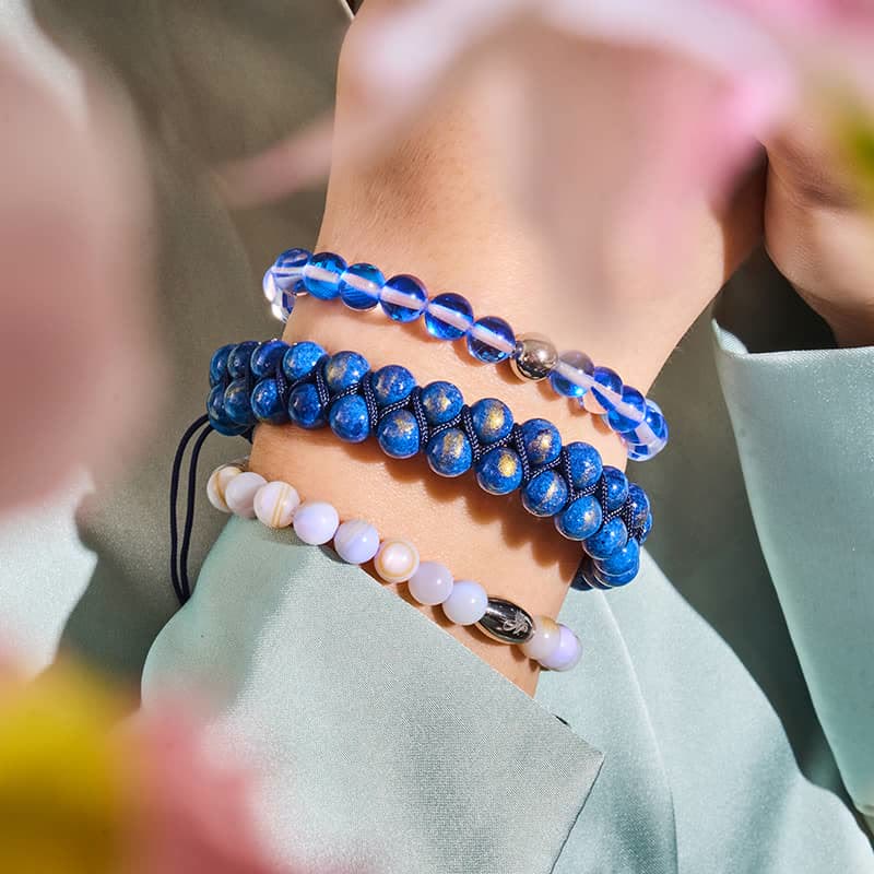 Bracelet en perles de verre cristal bleu Olivenorma 