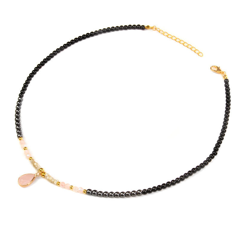 Collier pendentif en pierre précieuse en verre à facettes en obsidienne naturelle Olivenorma