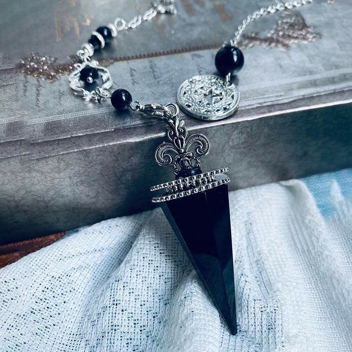 Pendule étoile ailes d'ange en cristal d'obsidienne Olivenorma