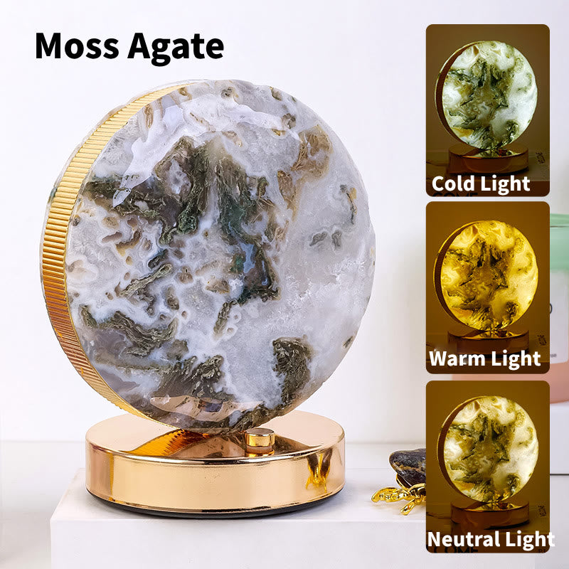 Lampe de table en pierre de cristal naturel Olivenorma, décoration en pierres précieuses 