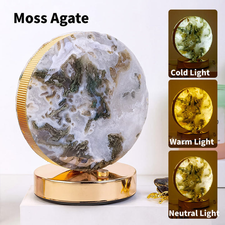 Lampe de table en pierre de cristal naturel Olivenorma, décoration en pierres précieuses 