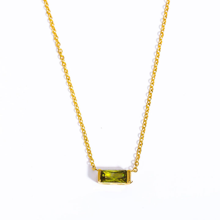 Collier pendentif rectangulaire simple en acier inoxydable avec pierre de naissance Olivenorma 