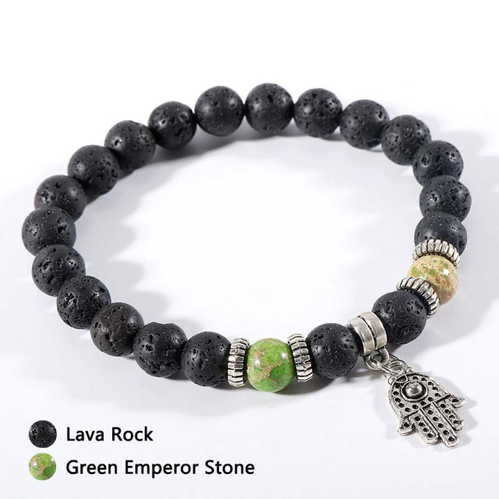 Bracelet en pierre de lave et œil de tigre malachite