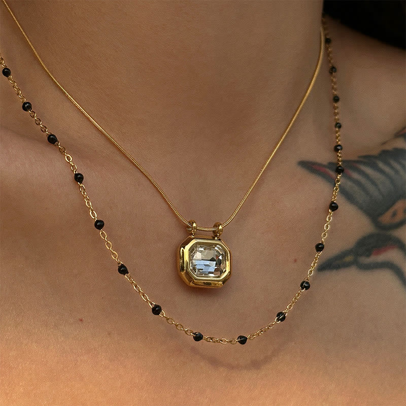 Collier coulissant en acier inoxydable avec cristaux blancs Olivenorma