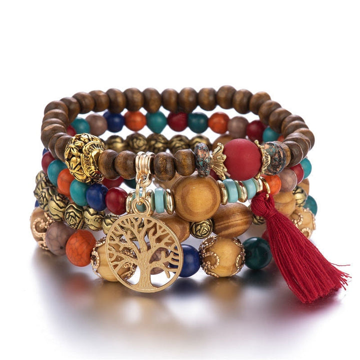 Ensemble de bracelets en perles Olivenorma Bohême Arbre de Vie (4 pièces) 