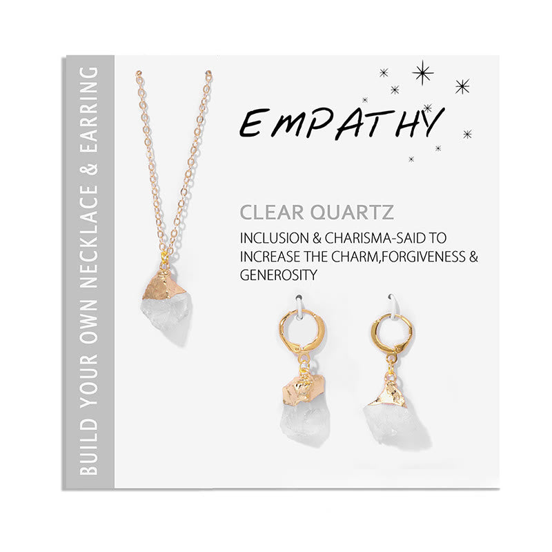 Ensemble de boucles d'oreilles et collier avec pendentif en cristal irrégulier naturel Olivenorma