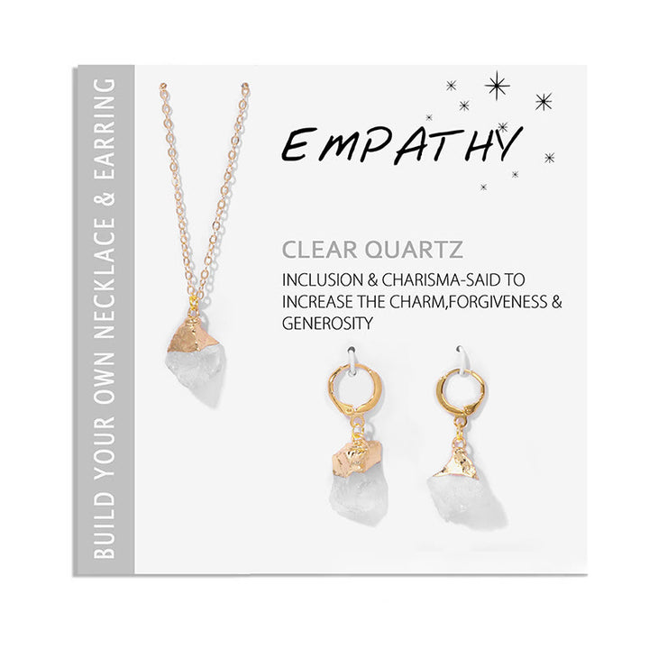 Ensemble de boucles d'oreilles et collier avec pendentif en cristal irrégulier naturel Olivenorma