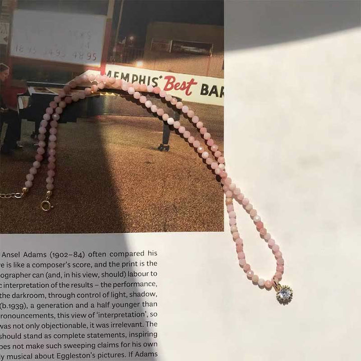 Collier avec pendentif en métal et cristal naturel Olivenorma