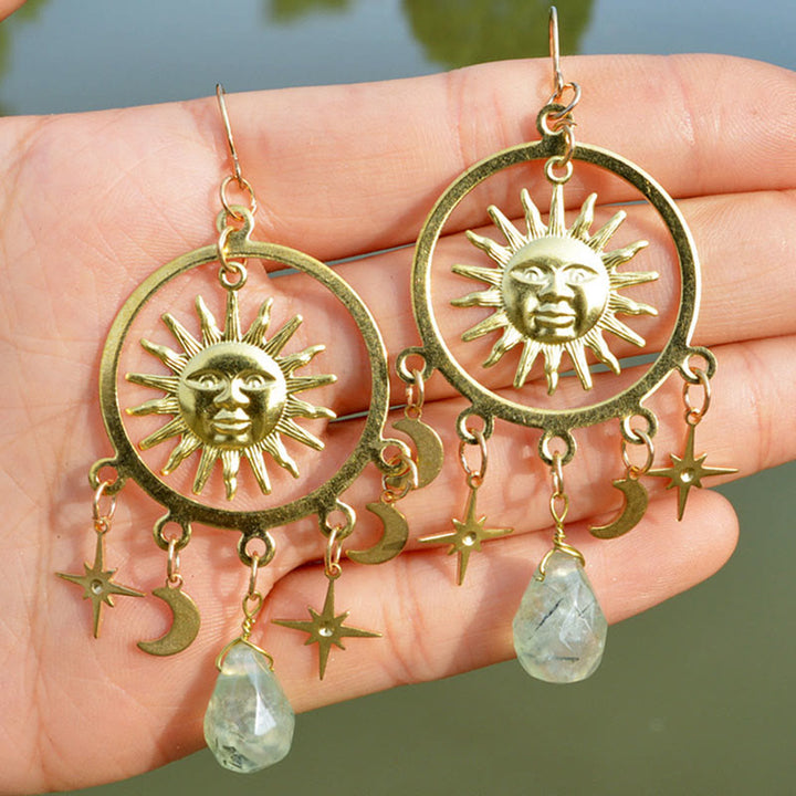 Boucles d'oreilles Olivenorma en cristal naturel goutte de pluie et ou soleil lune étoile 