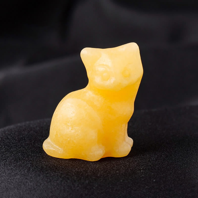 Décoration en pierre précieuse sculptée en forme de chat porte-bonheur en cristal naturel Olivenorma - Aventurine jaune - image 40
