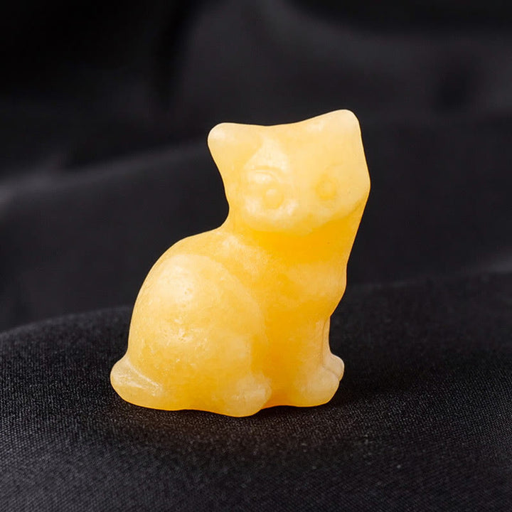 Décoration en pierre précieuse sculptée en forme de chat porte-bonheur en cristal naturel Olivenorma - Aventurine jaune - image 40