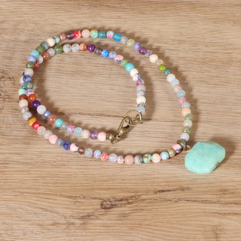 Collier ras du cou avec pendentif géométrique en amazonite Olivenorma 