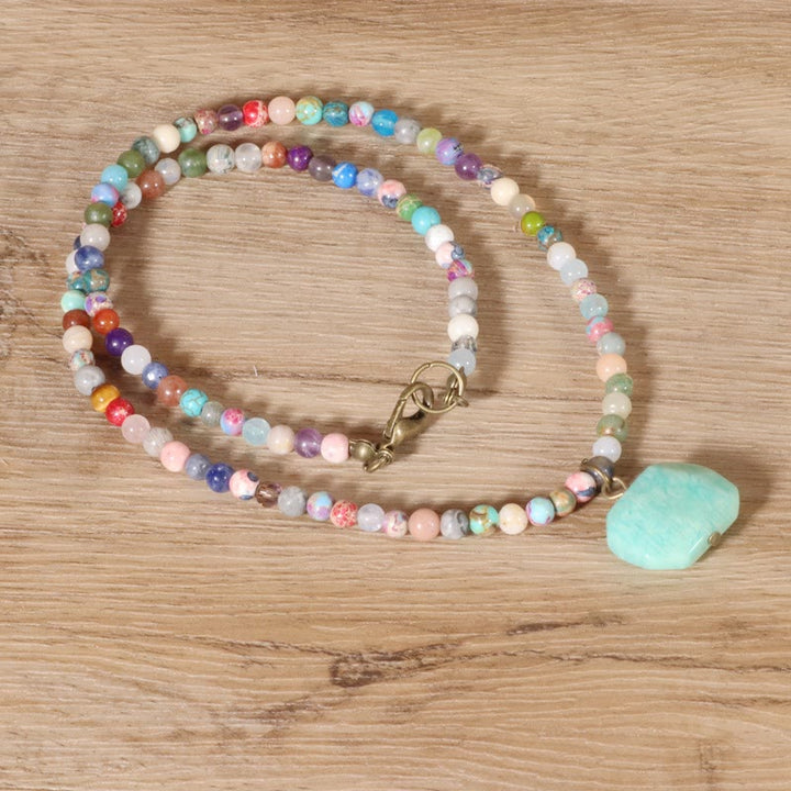 Collier ras du cou avec pendentif géométrique en amazonite Olivenorma 