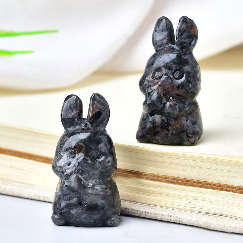 Décoration en pierre précieuse sculptée en forme de lapin et carotte en cristal naturel Olivenorma 