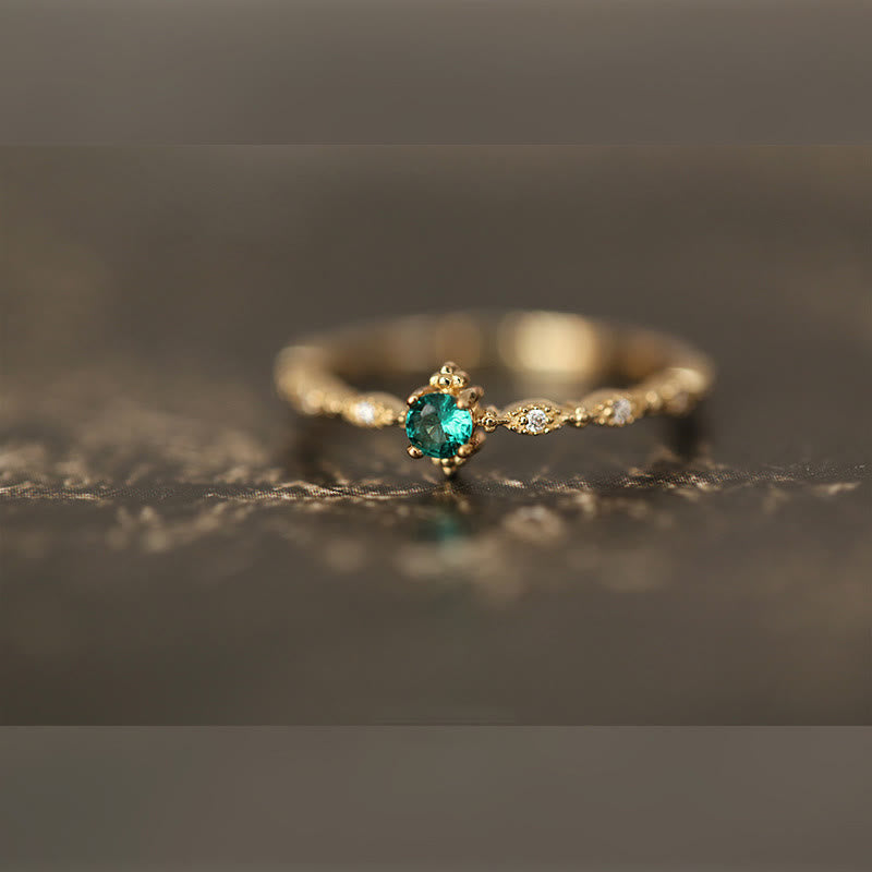 Bague Olivenorma en émeraude et zircone blanche