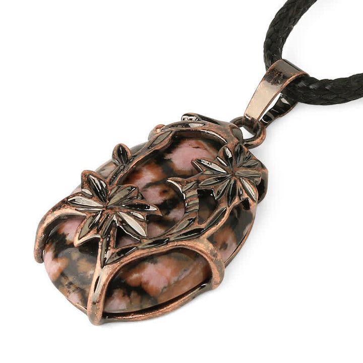 Collier en cristal enveloppé de fleurs en laiton et améthyste Olivenorma