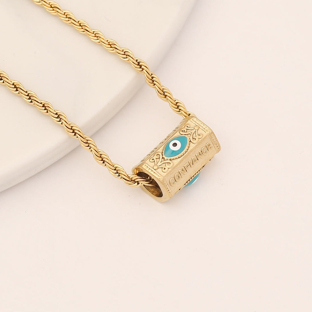 Collier pendentif croix mauvais œil turquoise Olivenorma 