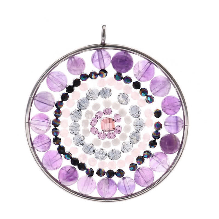 Collier avec pendentif rond en cristal et fleur de datura Olivenorma