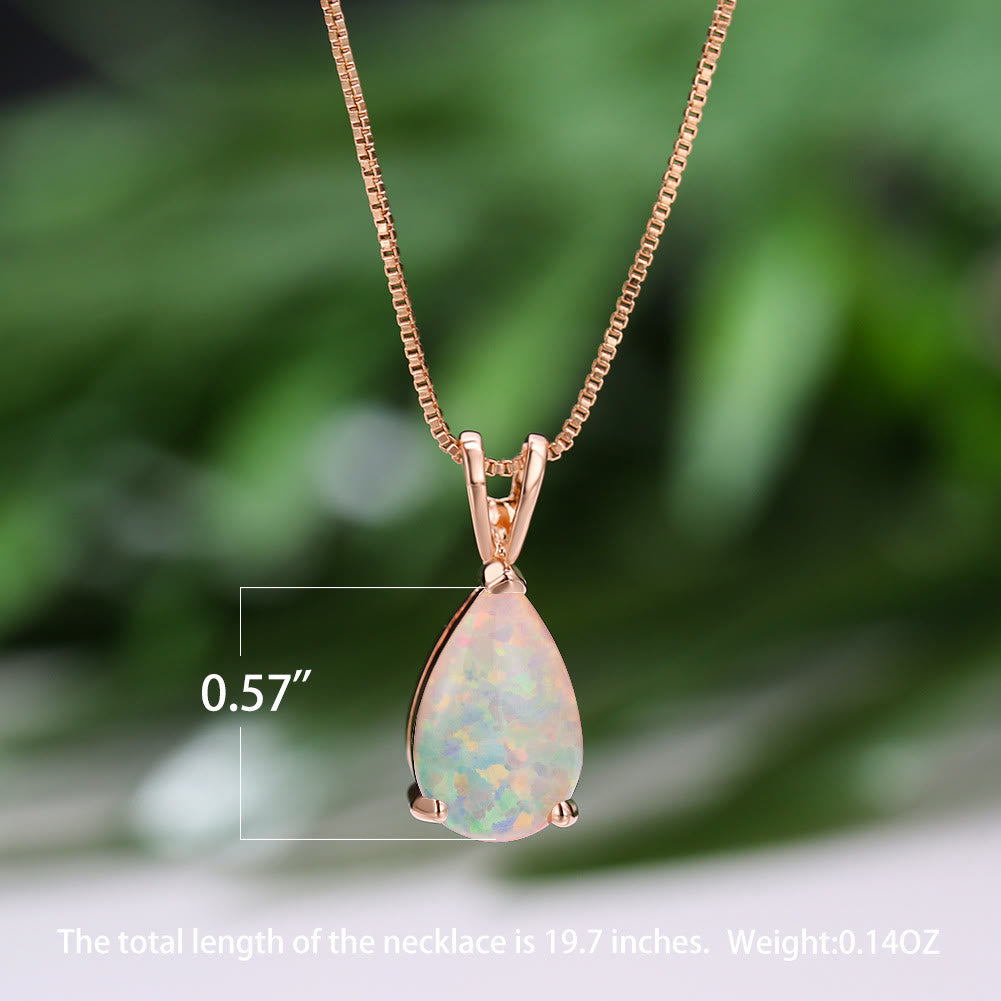 Collier simple avec pendentif en forme de goutte d'eau en opale synthétique Olivenorma