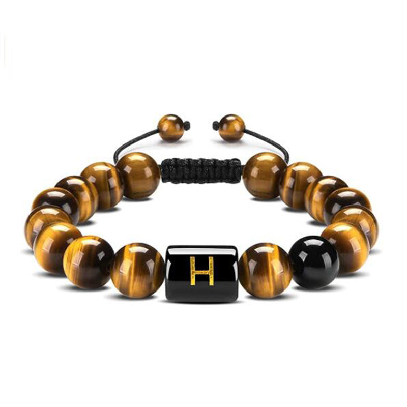 Bracelet de protection lettre œil de tigre - Œil de tigre - H - image 11