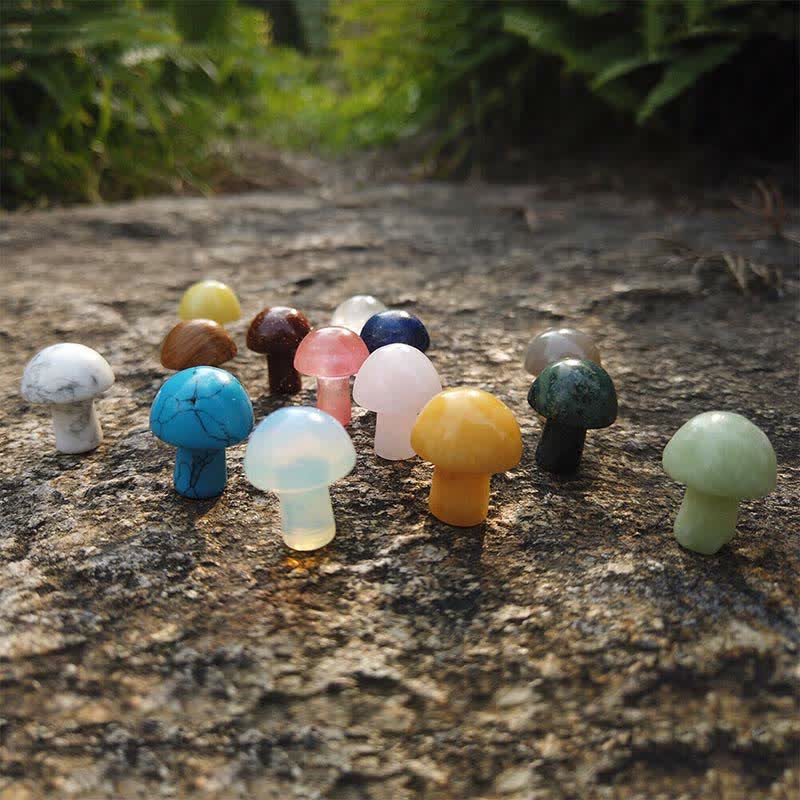 Décoration de mini champignons en cristal naturel Olivenorma 