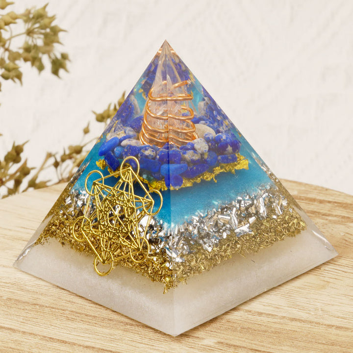 Pyramide d'orgone du cube de Métatron en lapis-lazuli Olivenorma