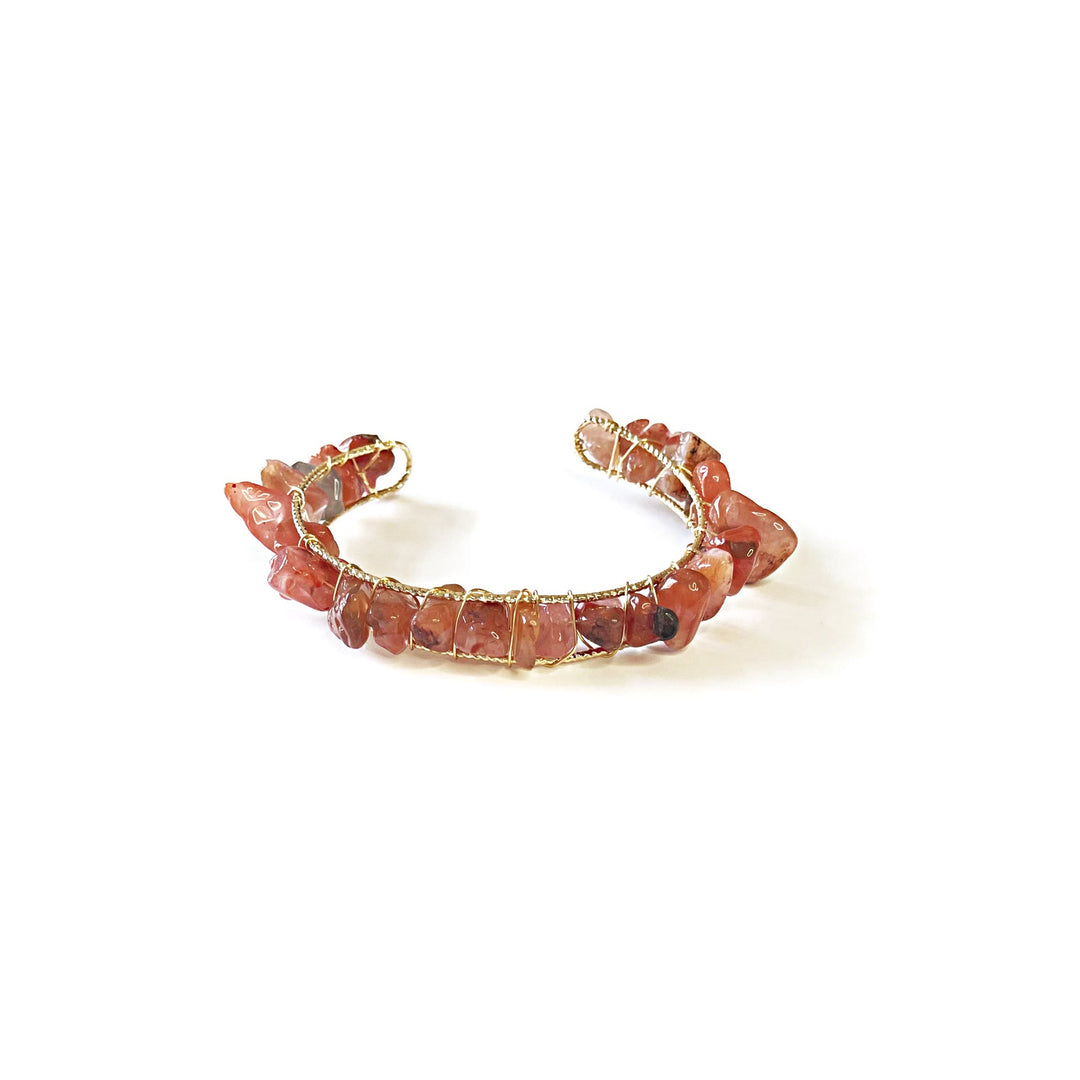 Bracelet enroulé en fil de fer avec perles de gravier en cristal naturel Olivenorma 