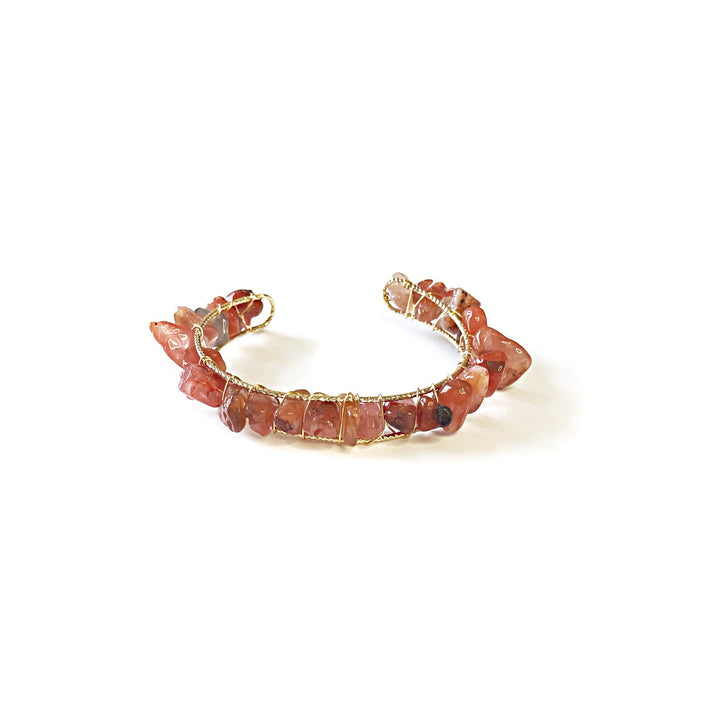 Bracelet enroulé en fil de fer avec perles de gravier en cristal naturel Olivenorma 