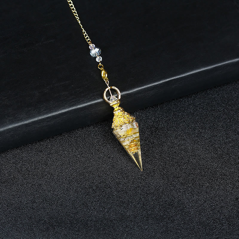 Pendule pyramidale hexagonale en cristal résineline naturelle Olivenorma