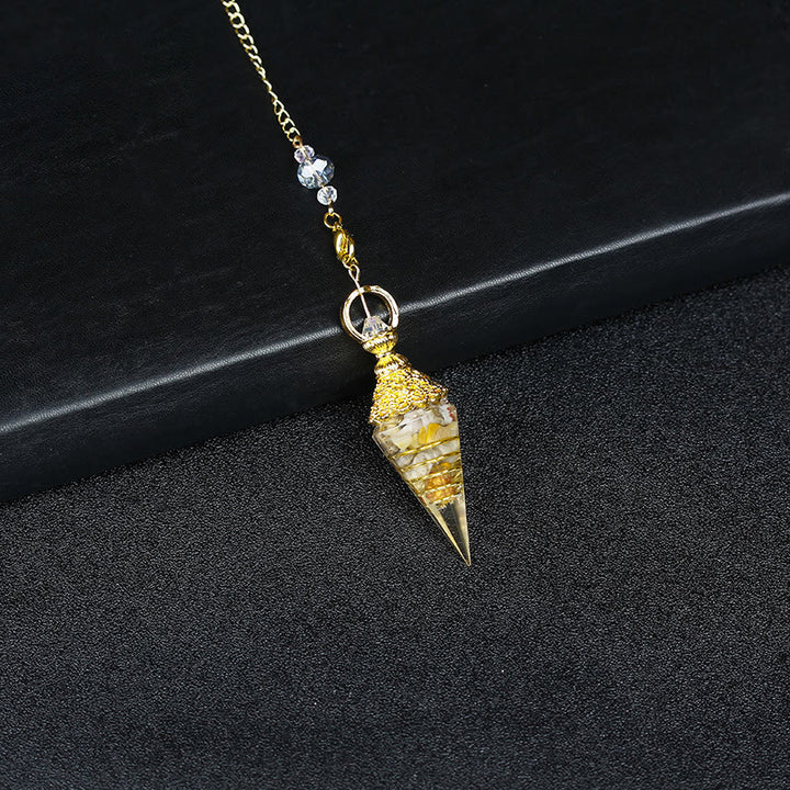 Pendule pyramidale hexagonale en cristal résineline naturelle Olivenorma