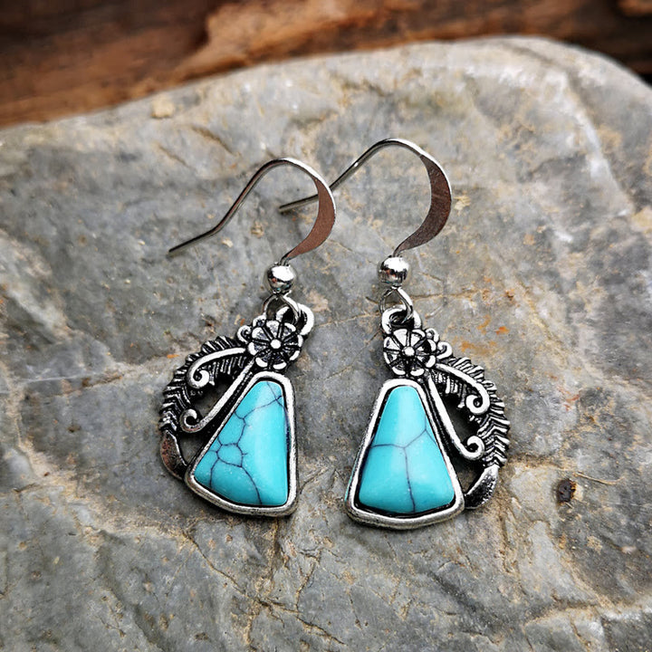 Boucles d'oreilles en plumes sculptées turquoise blanche Olivenorma - Turquoise - image 5