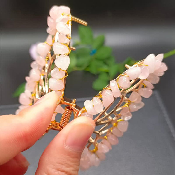 Épingle à cheveux en forme de papillon en améthyste ou quartz rose
