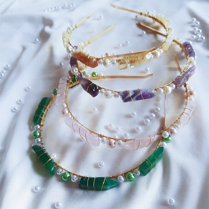 Couronne en cristal de perle et améthyste citrine Olivenorma 