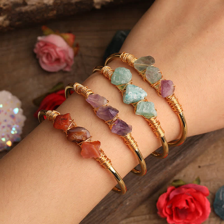 Bracelet vintage en cristal brut et pierres précieuses Olivenorma