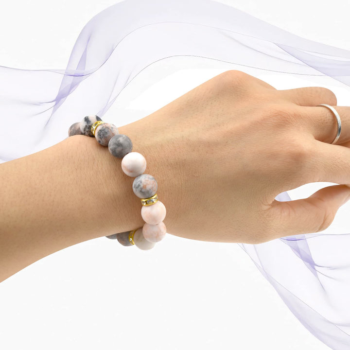 Bracelet de guérison en perles givrées en rhodonite naturelle Olivenorma