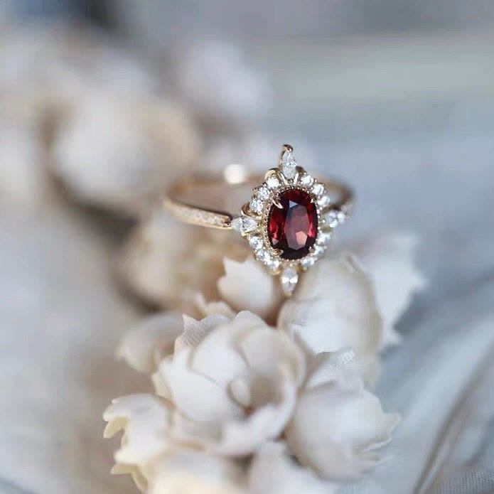 Bague d'ambiance vintage en rubis "Miss Rose" Olivenorma