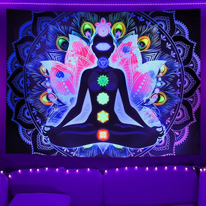 Tapisserie murale Chakra avec lotus