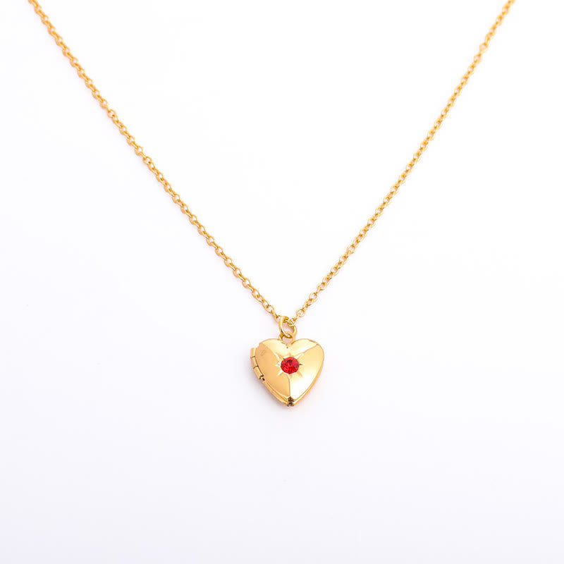 Collier album coeur avec pierre de naissance Olivenorma « Shine in My Heart » 